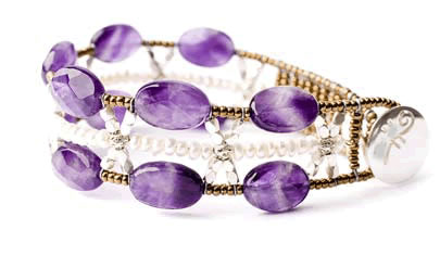 Italian amethyst bracelet by Ziio has pearl accents.