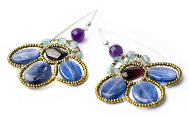 Ziio earrings handmade in Italy with kyanite, amethyst and apatite semi-precious stones
