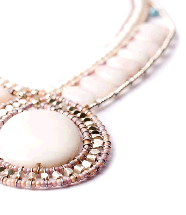 www.SalangOnline.com specializes in Ziio jewelry like this Ziio necklace and statement necklaces made with pink opals and sterling silver.