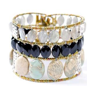 Ziio bracelets with elegant semi-precious including agate, labradorite and black tourmaline.  The button clasp is made of sterling silver.