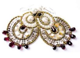 Italian black and white chandelier earrings by the designer Ziio. 