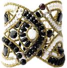 High-fashion Ziio bracelet made with pearls, black tourmaline and sterling silver.