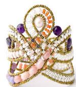 Flapper-style Ziio bracelet made in Italy with pearls, amethusts and pink opals