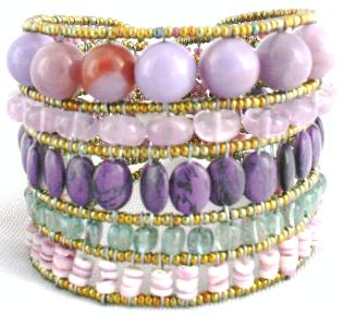 Italian Ziio bracelet made with apatite, amethyst, violet agate and sterling silver.