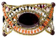 Deco-style Ziio earrings handmade in Italy with garnets, cornaline and silver