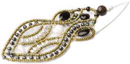 Long chandelier Ziio earrings handmade with pearls, black tourmaline and sterling silver.