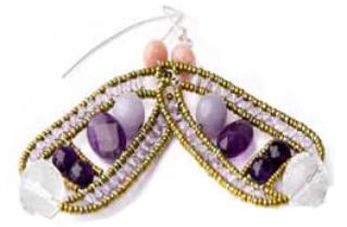 Deco-style Ziio earrings made with crystal, amethust, pink opal and violet agate
