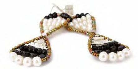 Pearl and black tourmaline earrings by Ziio