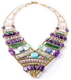 Italian statement necklace by Ziio is handmade in Italy with amethust and turquoise